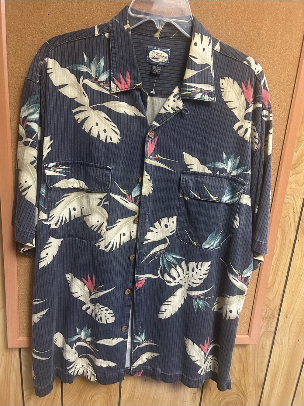 Tommy Bahama Navy Blue Tropical Leaf Button-Down Shirt